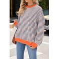 thumbnail image 4 of Sweatshirt For Women Oversized Long Sleeve Striped Pullover Color Block Crewneck Casual Loose Tops Y2K Clothes Workout Shirt, 4 of 7