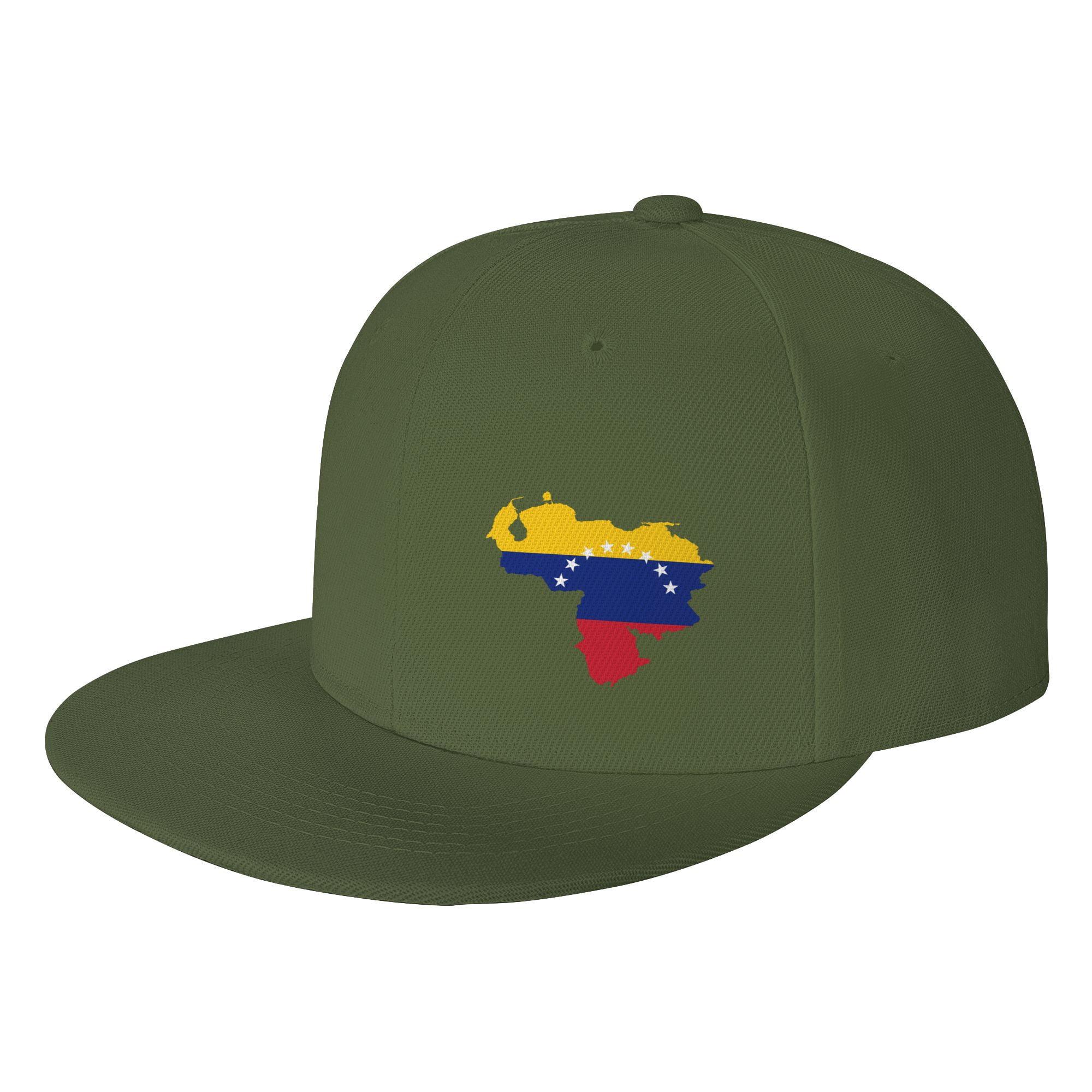 Baseball Venezuela Men Hats, Snapback Hat Brim (Blue) Adjustable Flat Cap Pattern TEQUAN Flag Map