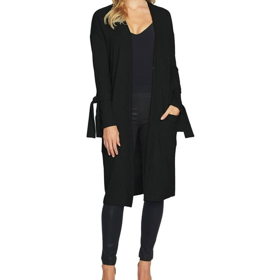 1.STATE Womens Tie Sleeve Cardigan Sweater, Black, Medium