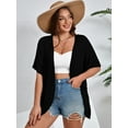 thumbnail image 2 of SHOWMALL Women's Plus Cardigan Short Sleeve Open-Front Lightweight Summer Cover Up 3X Black, 2 of 7