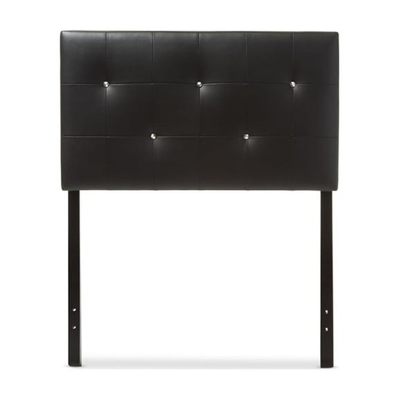 Baxton Studio Kirchem Modern and Contemporary Black Faux Leather Upholstered Twin Size Headboard,Wholesale Interiors