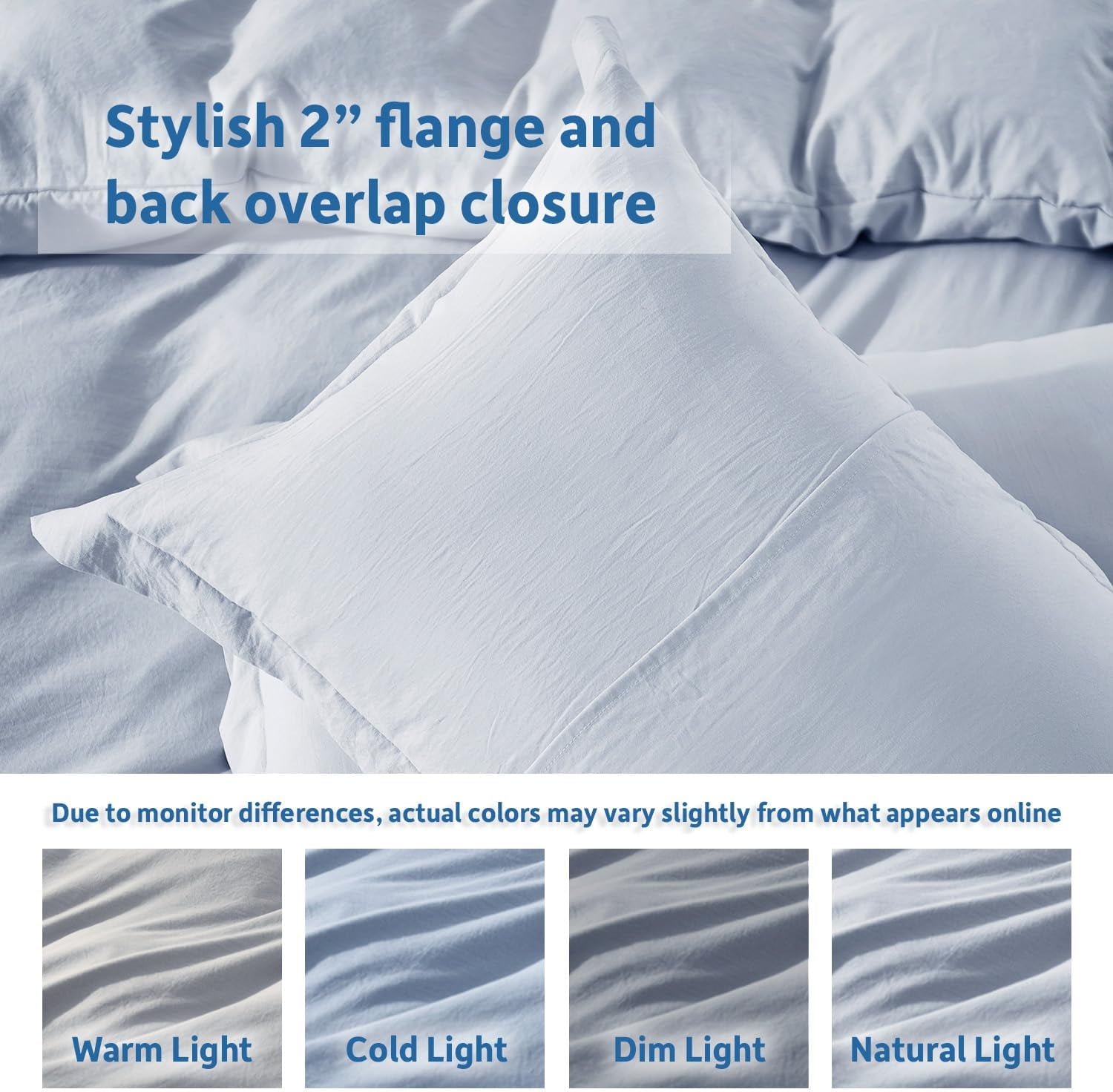 LammaLoe Duvet Cover Ful Size, Soft Prewashed 3-Piece Duvet Cover Bedding Set with Pillow Shams, Ice Blue
