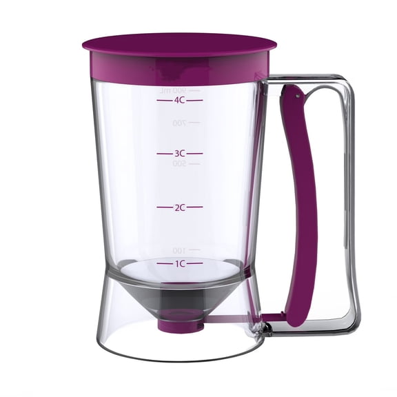 Chef Buddy Pancake Batter Dispenser with Squeeze Handle for Batter (Purple)