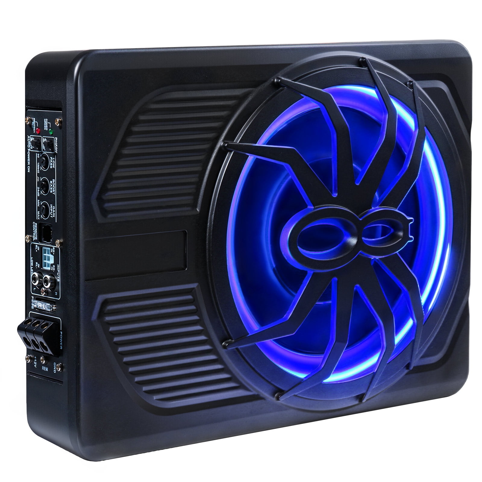 Audew (Andeman) Car Subwoofer amplifier, Ultra-thin10" Large-caliber subwoofer with Blue LED Ambient Light, 800W Stereo Surround Sound built-in amplifier, High/Low Level Input for Car/Truck