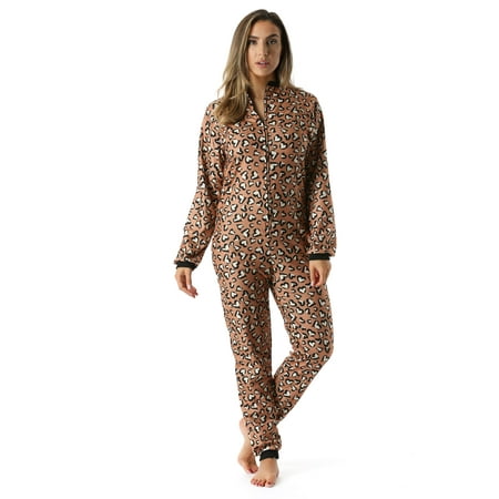 

Just Love Printed Flannel Adult Onesie Pajamas 95813-1C-L (Leopard Heart X-Small)