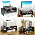 thumbnail image 3 of Wooden Monitor Stand Riser Laptop Stand for Desk Monitor Riser for TV/Printer/Keyboard Computer Stand with Storage Home Office Desk Shelf Organization, 3 of 7