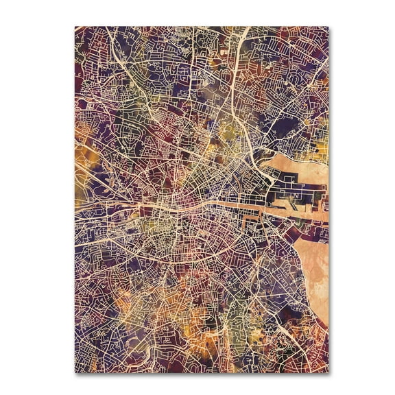 Trademark Fine Art 'Dublin Ireland City Map II' Canvas Art by Michael Tompsett