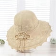 thumbnail image 2 of Nfurl Straw Hats for Women Beach Summer Sun Hats UV Protection Wide Brim Woven Straw Hats with Bow for Vacation Travel,Beige, 2 of 6