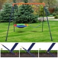 thumbnail image 4 of Bingirl 32 Inch Saucer Swing with Stand for Kids Outdoor, 440lbs Saucer Swing Set with Heavy-Duty Metal A-Frame and Adjustable Ropes, Round Swing Sets, 4 of 7