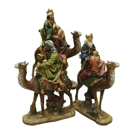 Christmas Three Kings - 3-Piece Religious Three Kings on Animals Christmas Nativity Table Top Figurines 18