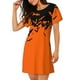thumbnail image 2 of Fotbe Halloween With Black Bats Bata de Dormir para Mujer con Estampado, Camisón de Algodón de Manga Corta, Ropa de Dormir Casual, 2 of 6