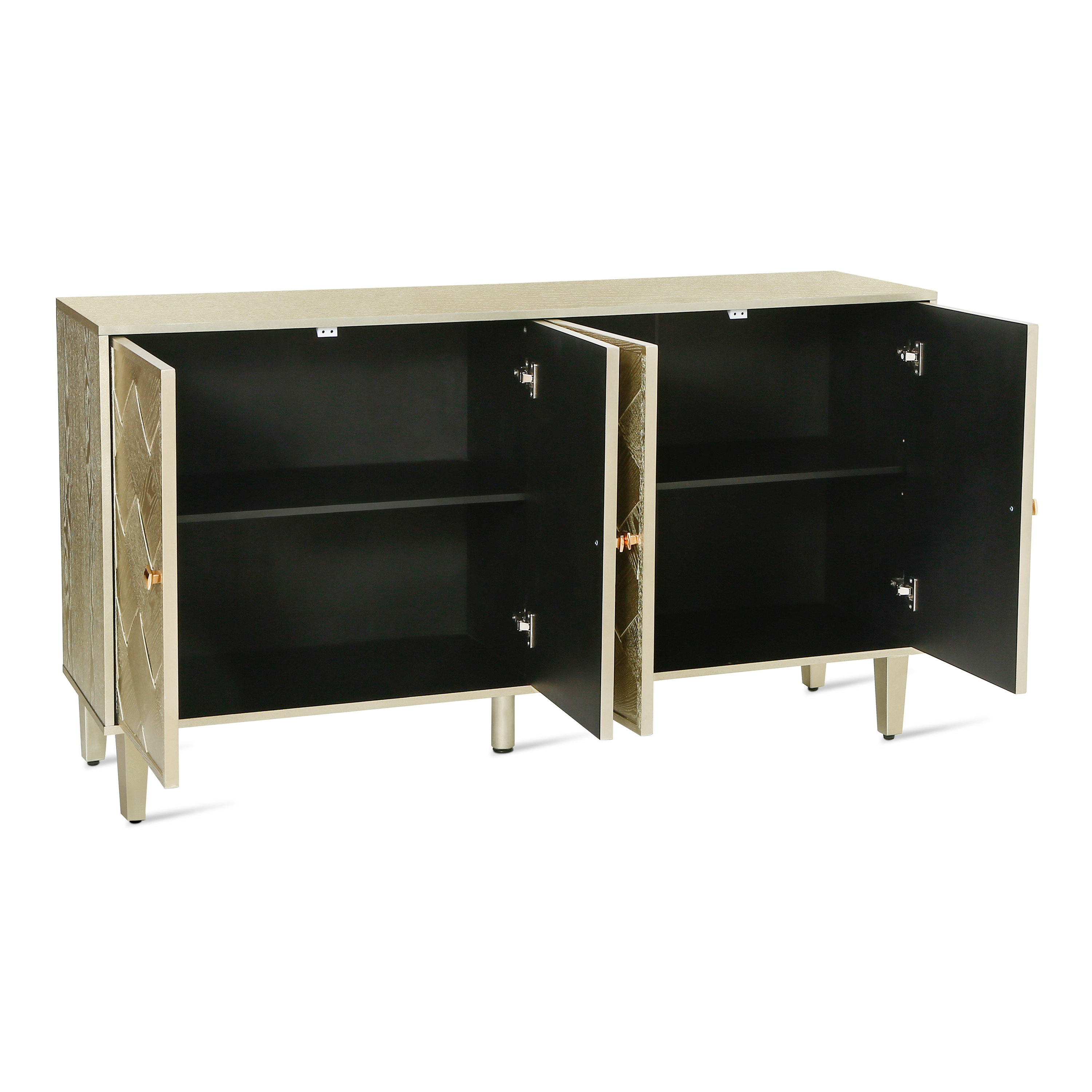 Euroco Modern Farmhouse Sideboard Buffet Cabinet with Storage & 4 Doors,59.8" Wood Coffee Bar Cabinet with Shelves for Kitchen Living Room,Champagne