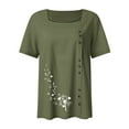 thumbnail image 5 of LYXSSBYX Clearance Plus Size Womens Shirts Women's Summer Casual Short Sleeve Flower Printing Loose Shirt Tops, 5 of 5