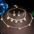 thumbnail image 2 of Gold Plated CZ Butterfly Charm Bracelet Choker Necklace Drop Earring Jewelry Set, 2 of 9