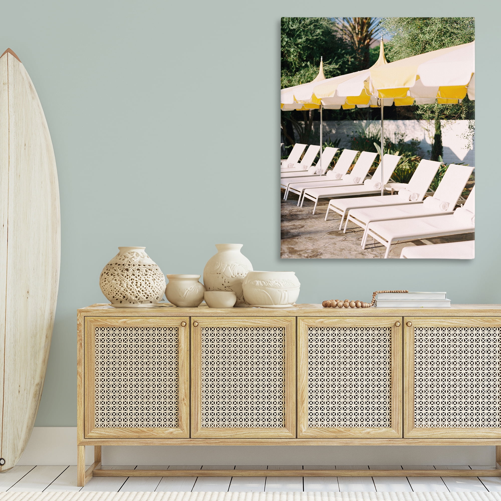 Stupell Industries Poolside Beach Chairs Landscape Photography Gallery Wrapped Canvas Art Print Wall Art, 36 x 48