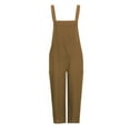 thumbnail image 5 of Ersazi Spring Outfits for Women Women Sleeveless Dungarees Loose Cotton Linen Long Playsuit Party Jumpsuit Workout Pants for Women Gym Brown 5Xl, 5 of 6