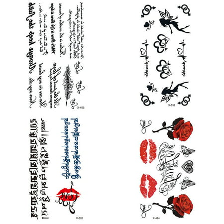Waterproof Tattoo Stickers English Alphabet Symbol Flower Tattoo Sticker |  Walmart Canada
