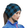 thumbnail image 6 of Neck Gaiter Bandana Face Mask - Blue black plaid Breathable Sun Wind-Proof Face Cover Scarf for Men Women, 6 of 7