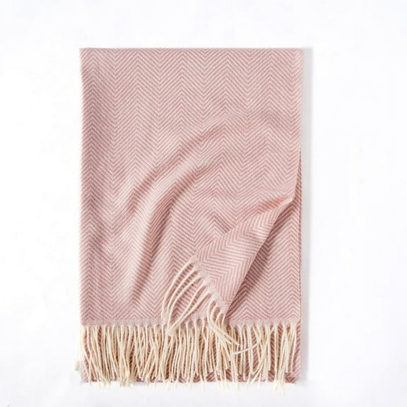 Solid Color Scarf Wave Light Stripe New Scarf Women Winter Fresh Sweet Macaroon Monochrome Long Scarf Rose Pink