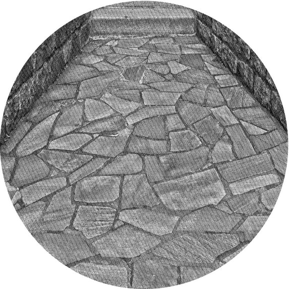 Ahgly Company Indoor Round Patterned Gray Dolphin Gray Area Rugs, 6' Round