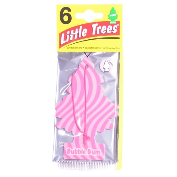 Little Trees Cardboard Hanging Car, Home & Office Air Freshener, Bubble Gum -6PK
