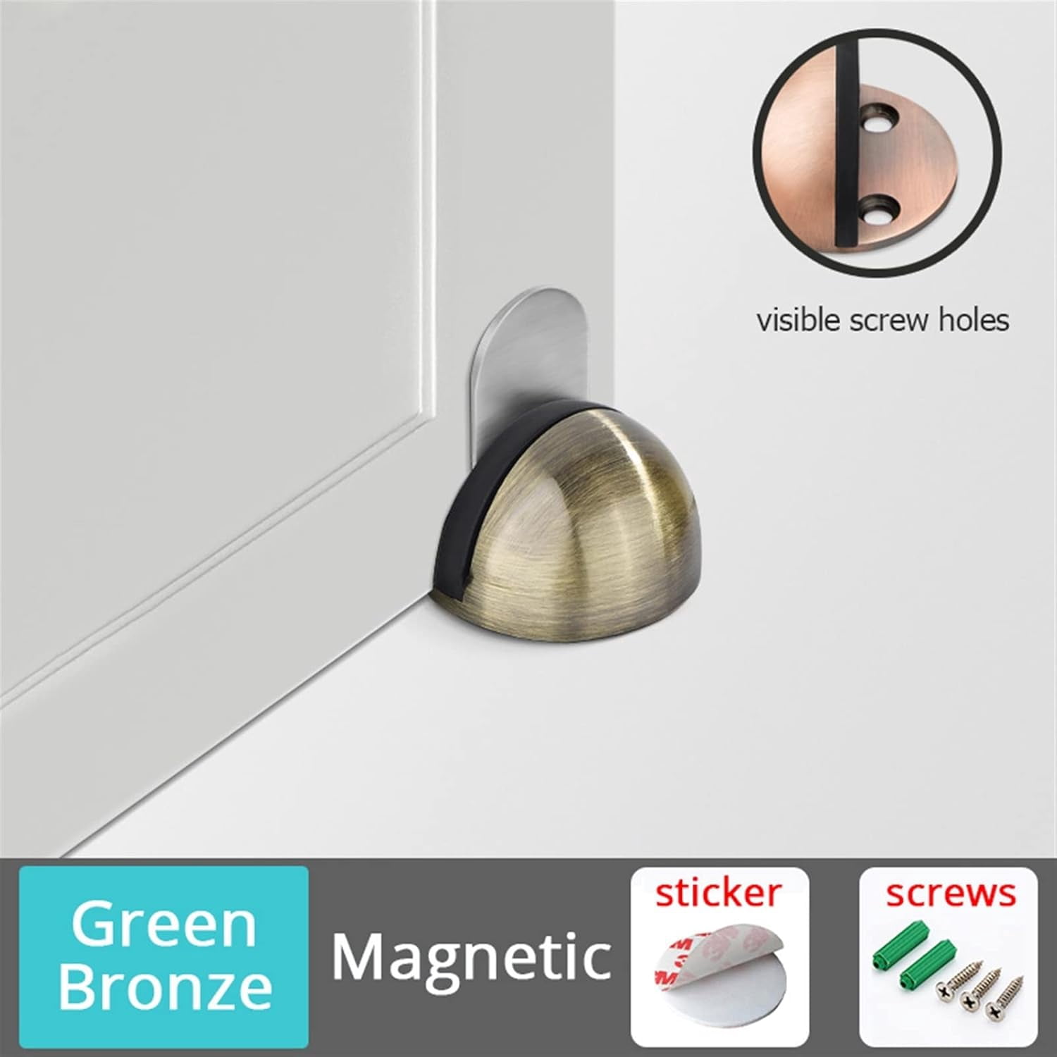 Zinc Alloy Rubber Door Stopper Non Punching Sticker Hidden Door Holder Catch Floor Mounted Nail-Free Door Stop Door Hardware 1Pcs