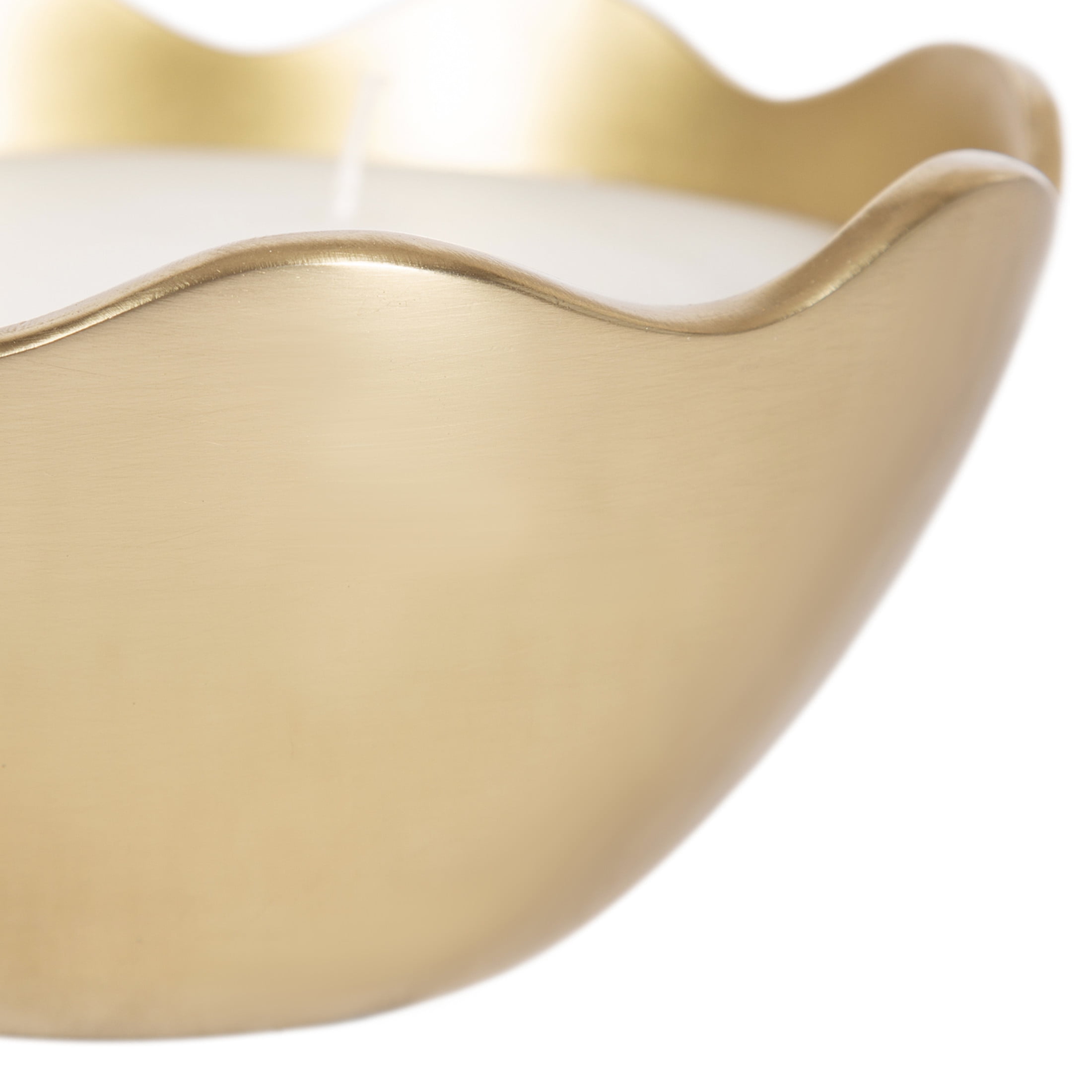 Kate and Laurel Alessia Scalloped Round Metal Candle Bowl, 8 Inch Diameter, Gold, Modern Three-Wick Unscented Candle with Decorative Bowl for Living Room Decor