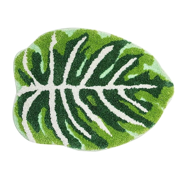 Gieenan Green Bath Mat Comfortable Leaf Themed Area Rug Floormat for Plant Lover Carpet