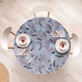 thumbnail image 4 of Ambesonne Floral Boho Fitted Round Tablecloth, Flowers Pattern Spring, 40"- 44" Diameter, Pale Ceil Blue and Lavender, 4 of 5