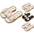 thumbnail image 1 of JDQJBZ Girl's Slippers Bow Pearl Slide Sandals Soft Sole Beach Flip Flops for Little Girls Summer, 1 of 4