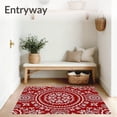 thumbnail image 3 of ODIKA 6'x9' Machine Washable Non-Slip Area Rug, Festive Snowflake Swirl Holiday Decorative Throw Modern Accent High Traffic Rug with Pad, Red, 605572, 3 of 8