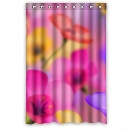 EREHome Flowers Shower Curtain Polyester Fabric Bathroom Decorative