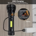 thumbnail image 4 of Solar Flashlight USB Rechargeable LED Flashlight, 1200mAh LED Flashlight, IPX4 Waterproof 3 Modes Portable Flashlights Work Light, 4 of 7