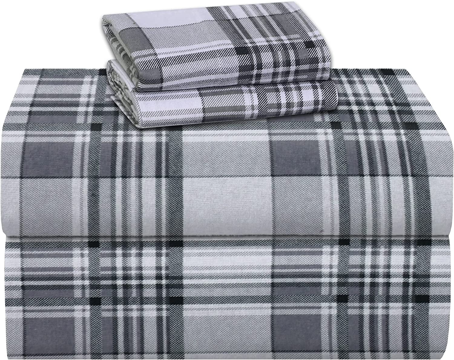 Ruvanti 100 Cotton 4 Pcs Flannel Sheets Queen Size, Moisture Wicking