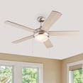 thumbnail image 5 of Simpol 52" Traditional Indoor Ceiling Fan with LED Light, Pull Chain and Remote Control, Reversible AC Motor, Walnut/Silver Reversible Blades and Brushed Nickel Finish, 5 of 8