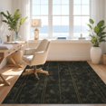thumbnail image 3 of Design&I 6'x9' Washable Area Rug Sleek Flatweave Pet Friendly Bamboo Snake Sofa Vintage Boho Bird Motif Gothic Scroll Border for Queen Size Bedroom, Under Bed, 3 of 7