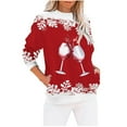 thumbnail image 1 of Zanvins Haut de Noël pour Femmes, Chandail en Molleton Décontracté à Manches Longues et Col Rond pour Femmes, Blouse, 1 of 3