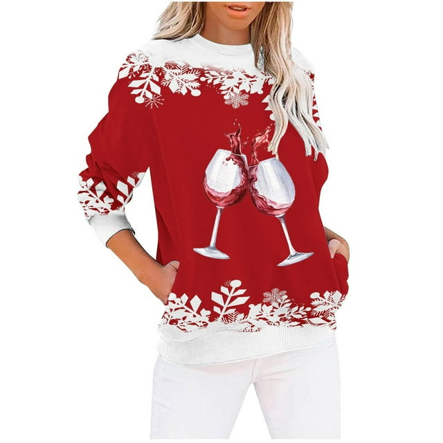 Zanvins Haut de Noël pour Femmes, Chandail en Molleton Décontracté à Manches Longues et Col Rond pour Femmes, Blouse