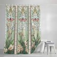 thumbnail image 3 of Shower Curtains for Bathroom, Butterfly Flowers Waterproof Fabric Shower Curtain, Vintage Stained Glass Green Spring Decorative Bathroom Curtain for Bathtub, 36"x72", No Hooks Included, 3 of 9