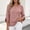Pink, variant on CYMMPU Women's Crew Neck Dolman Sleeve Linen Blouse, 3/4 Sleeve Top with Button Detail, Breathable Casual Wear for Summer & Fall Army Green S