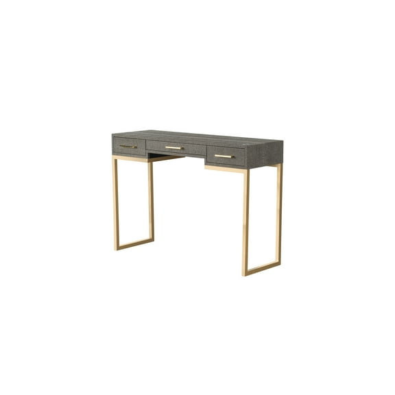 Gray Snake Print Console Table - 3 Drawer Entryway Table - Gold Metal Legs - 71" Long Occasional Table
