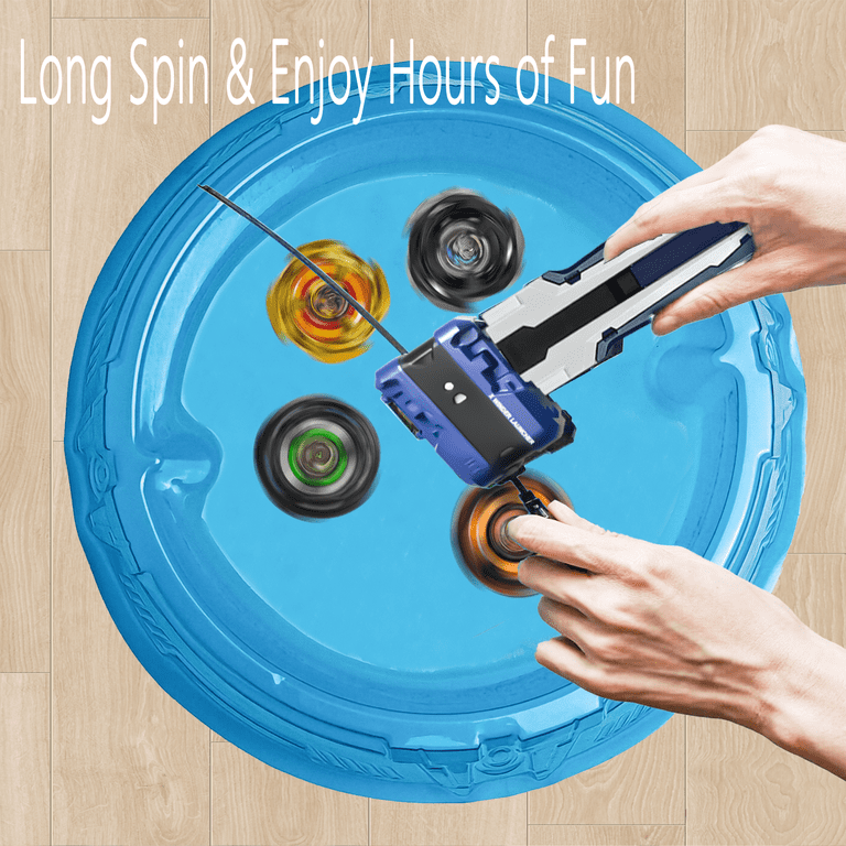 Battling Top Burst Toy Set - 6 Tops, 2 Launchers, Handgrips & Stadium For Kids 3-16 Years Old