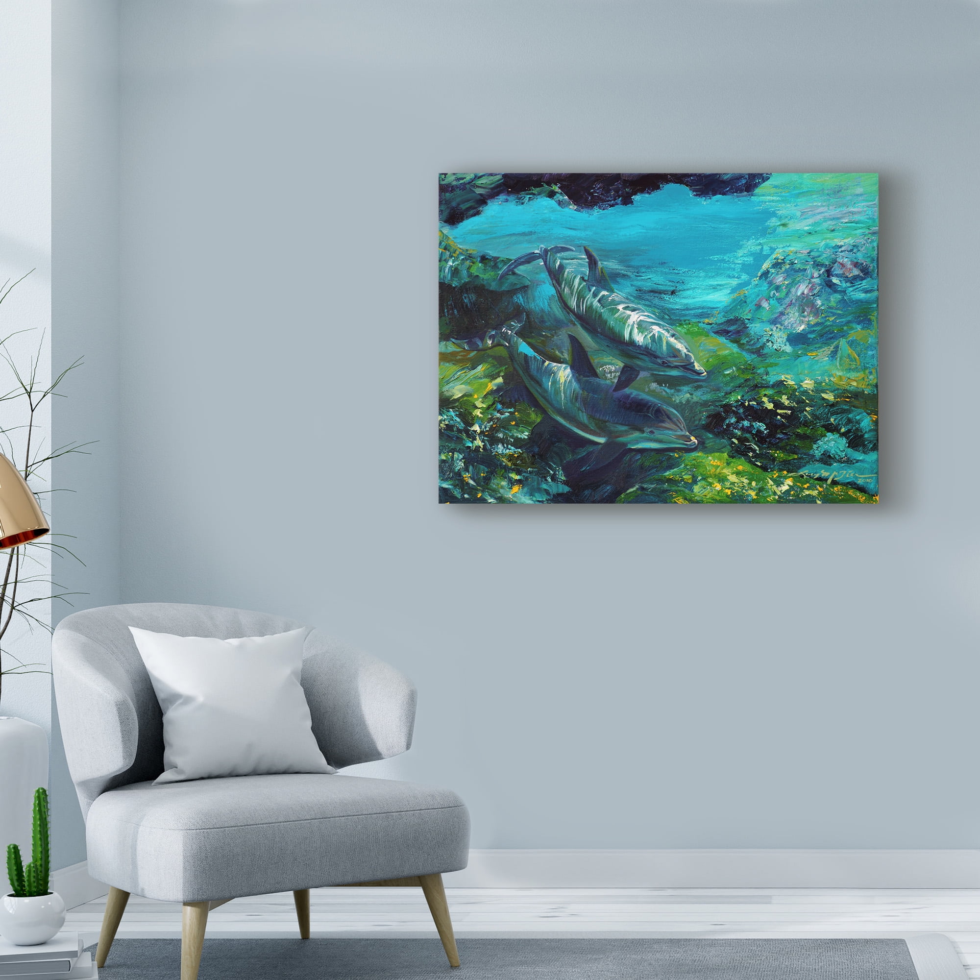 Trademark Fine Art 'Tranquility Atlantic Bottlenose Dolphins' Canvas Art by Lucy P. Mctier