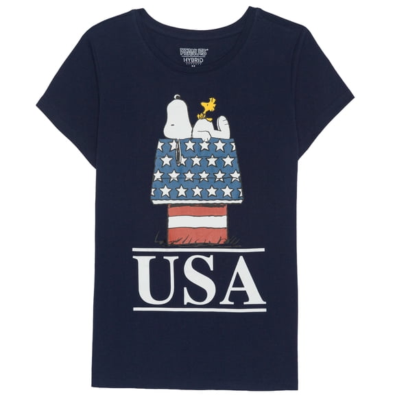 Peanuts - Snoopy American Flag Dog House Women's Short Sleeve Graphic T-Shirt
