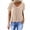 Beige, variant on Women's V-Neck Pleated Puff Sleeve Bubble Hem Loose Fit Casual Blouses for Women Summer Everyday Wear