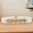 thumbnail image 3 of NUZYZ Waist Belt Golden Polished Metal Chain Buckle Elastic Elegant Wide Women Dress Shirt Coat Belt Clothing Accessories, 3 of 8