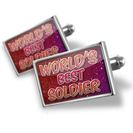 Cufflinks Worlds best Soldier, happy sparkels - NEONBLOND