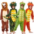 thumbnail image 2 of Conjuntos de pijamas Kigurumi de unicornio para niños, disfraz de dibujos animados de animales de Halloween, Jumpusits de dinosaurio de Navidad para 4-12 años, 2 of 4