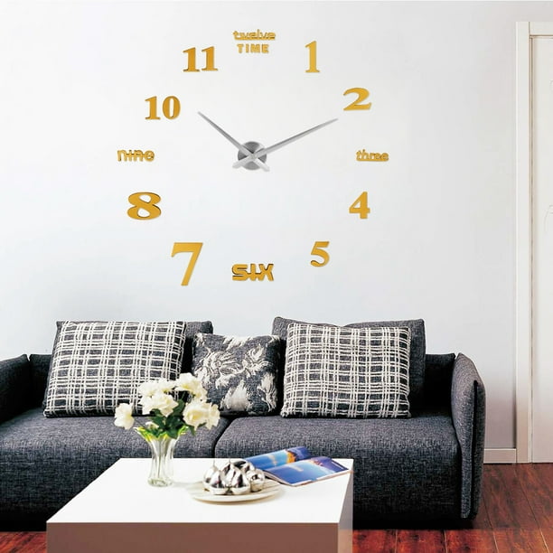 Reloj De Pared De Bricolaje De Estilo Simple Pegatina De Reloj De Pared De Bricolaje Color De Numero Para El Estudio Del Dormitorio De Ofiice Home ANGGREK DIY Wall Clock Large