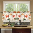 thumbnail image 4 of Yayeee Kitchen Curtains Tier Set of 2 Light Filtering 57"x24" Over Sink Window Panels, Orange Autumn Leaves, 4 of 7